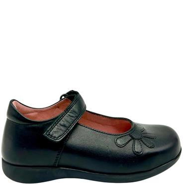 PETASIL VEL STRAP SHOE - BLACK LEATHER